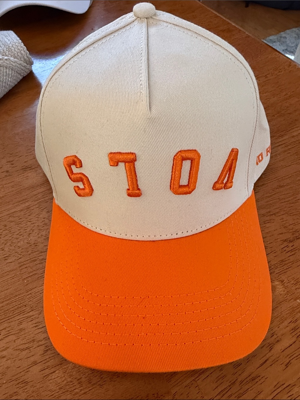 Cream and Orange Two-Tone Baseball Cap - Men's Hat